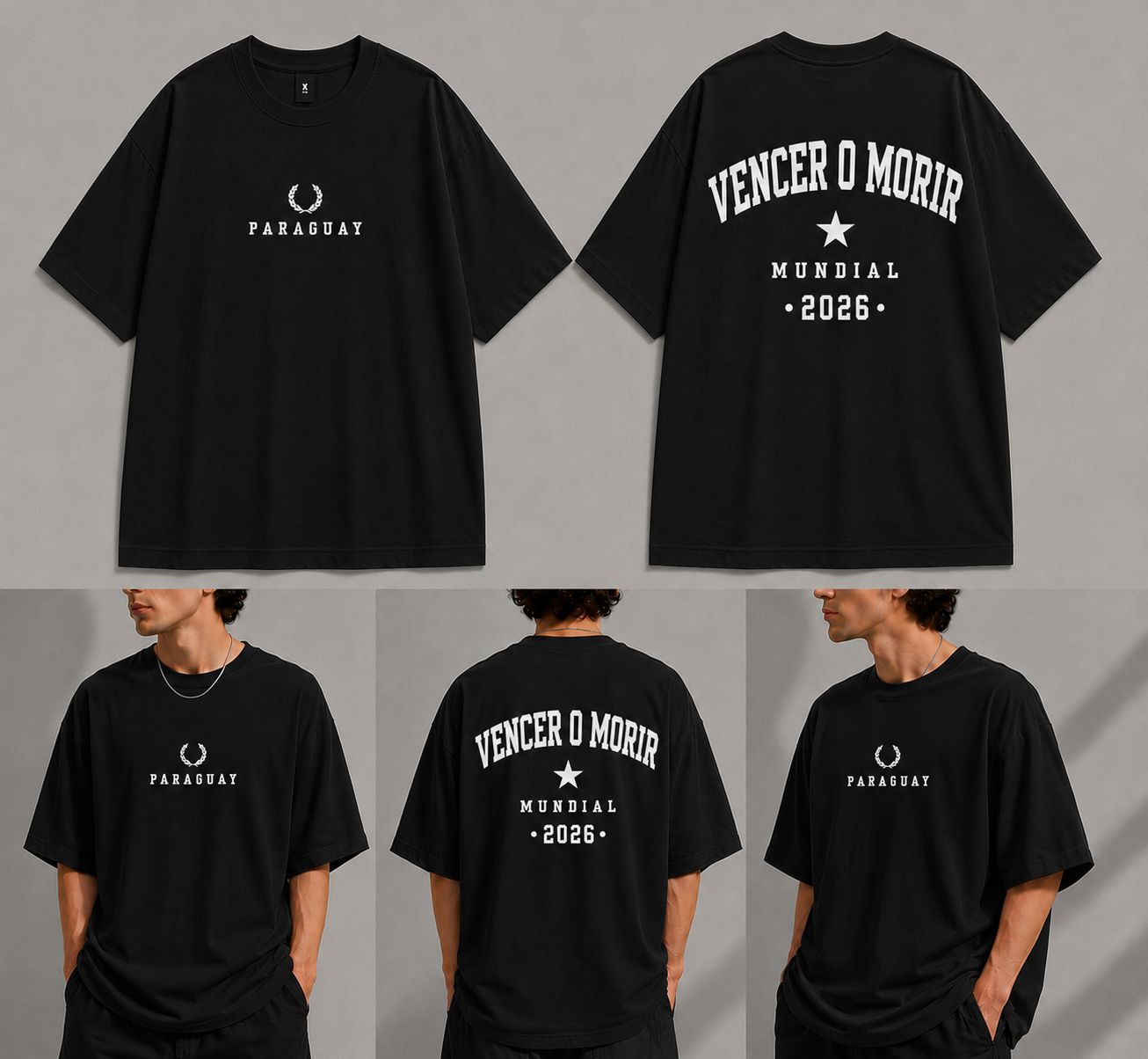 Camiseta MIPY Mundial 2026 negra - Paraguay Vencer o Morir